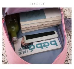 Cute Ribbon Backpack Set 13 Cute Ribbon Backpack Set -Kawaii Fashion Shop Popular Canvas Backpack Female Bow Ribbon Campus Student Backpack Casual Children Mother Package Four piece 5