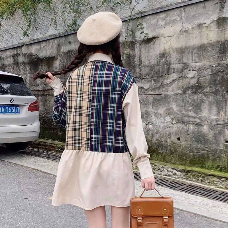 Chic Plaid Irregular Short Dress 6 Chic Plaid Irregular Short Dress - Image 4