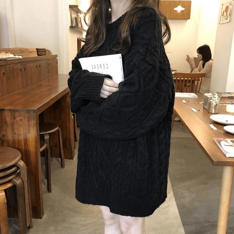 Vintage Pure Color Long Loose Knitted Sweaters 5 Vintage Pure Color Long Loose Knitted Sweaters - Image 3