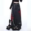 Punk Girl Style Ripped Straight Wide Leg Jeans -Kawaii Fashion Shop Punk Girl Style Ripped Straight Wide Leg Jeans 3
