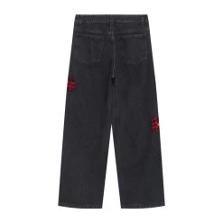 Punk Girl Style Ripped Straight Wide Leg Jeans -Kawaii Fashion Shop Punk Girl Style Ripped Straight Wide Leg Jeans 7