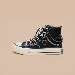 Punk Style Black High Top Canvas Shoes -Kawaii Fashion Shop Punk Style Black High Top Canvas Shoes 2