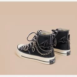 Punk Style Black High Top Canvas Shoes -Kawaii Fashion Shop Punk Style Black High Top Canvas Shoes 3