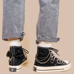 Punk Style Black High Top Canvas Shoes -Kawaii Fashion Shop Punk Style Black High Top Canvas Shoes 5