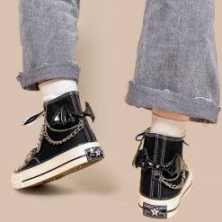 Punk Style Black High Top Canvas Shoes -Kawaii Fashion Shop Punk Style Black High Top Canvas Shoes 7