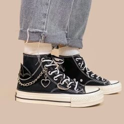 Punk Style Black High Top Canvas Shoes -Kawaii Fashion Shop Punk Style Black High Top Canvas Shoes 8