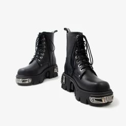 Chunky Gothic Ankle Boots 10 Chunky Gothic Ankle Boots -Kawaii Fashion Shop Punk Style Platform Women Ankle Boots Women s Motorcycle Boot Fashion Ladies Chunky Shoes Metal Decor 2