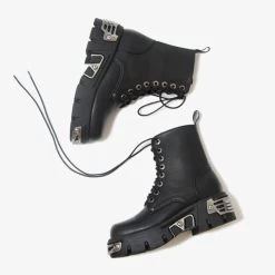 Chunky Gothic Ankle Boots 11 Chunky Gothic Ankle Boots -Kawaii Fashion Shop Punk Style Platform Women Ankle Boots Women s Motorcycle Boot Fashion Ladies Chunky Shoes Metal Decor 3