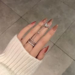 Fringe Butterfly Chain Open Ring -Kawaii Fashion Shop Punk Vintage Chain Finger Rings Butterfly Open Adjustable Rings Stackable Joint Rings Novelty Jewelry for Women 2