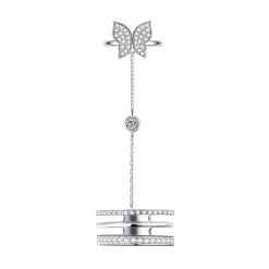 Fringe Butterfly Chain Open Ring -Kawaii Fashion Shop Punk Vintage Chain Finger Rings Butterfly Open Adjustable Rings Stackable Joint Rings Novelty Jewelry for Women 5