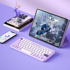 Purple Aesthetic Portable Wireless Mouse And Keyboard Set -Kawaii Fashion Shop Purple Aesthetic Portable Wireless Mouse and Keyboard Set 1