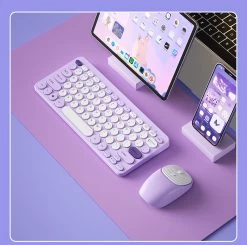 Purple Aesthetic Portable Wireless Mouse And Keyboard Set -Kawaii Fashion Shop Purple Aesthetic Portable Wireless Mouse and Keyboard Set 10