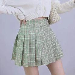 Korean High Waist Plaid Mini Skirt -Kawaii Fashion Shop QRWR Summer Women Skirts 2020 New Korean High Waist Plaid Mini Skirt Women School Girls Sexy 2