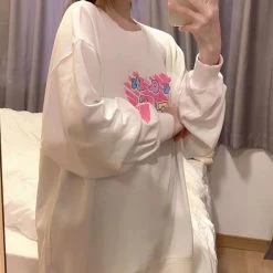 Harajuku Y2k Letter Heart Hoodie 11 Harajuku Y2k Letter Heart Hoodie -Kawaii Fashion Shop QWEEK Harajuku Y2k Letter Heart Hoodie Women 2021 Harajuku Streetwear White Long Sleeve Crewneck Sweatshirt Korean 4
