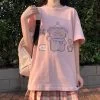 Kawaii Japan Cute Bear T-shirts -Kawaii Fashion Shop QWEEK Japan Kawaii T shirts for Women 2021 Fashion Korean Style Cute Bear Print T shirts