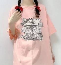 Kawaii Japanese Harajuku Anime Graphic T-Shirts 12 Kawaii Japanese Harajuku Anime Graphic T-Shirts -Kawaii Fashion Shop QWEEK Japanese Harajuku Anime Graphic T Shirts Women Streetwear Kawaii Cute Cartoon Print Manga Tees Kpop 4