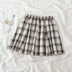 Kawaii Soft Girl High-waisted Plaid Short Skirts -Kawaii Fashion Shop QWEEK Kawaii Plaid Skirts Women 2021 Japanese Soft Girl Cute High waisted Mini Short Skirt Korean 5