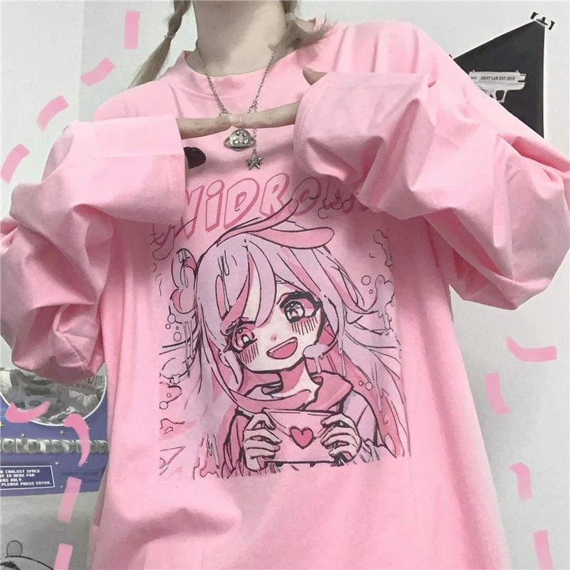 Kawaii Pink Anime Girl Tee 6 Kawaii Pink Anime Girl Tee - Image 4