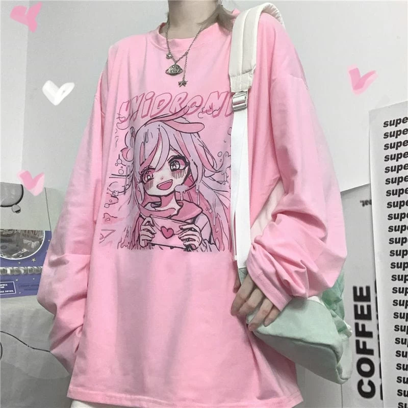 Kawaii Pink Anime Girl Tee 7 Kawaii Pink Anime Girl Tee - Image 5