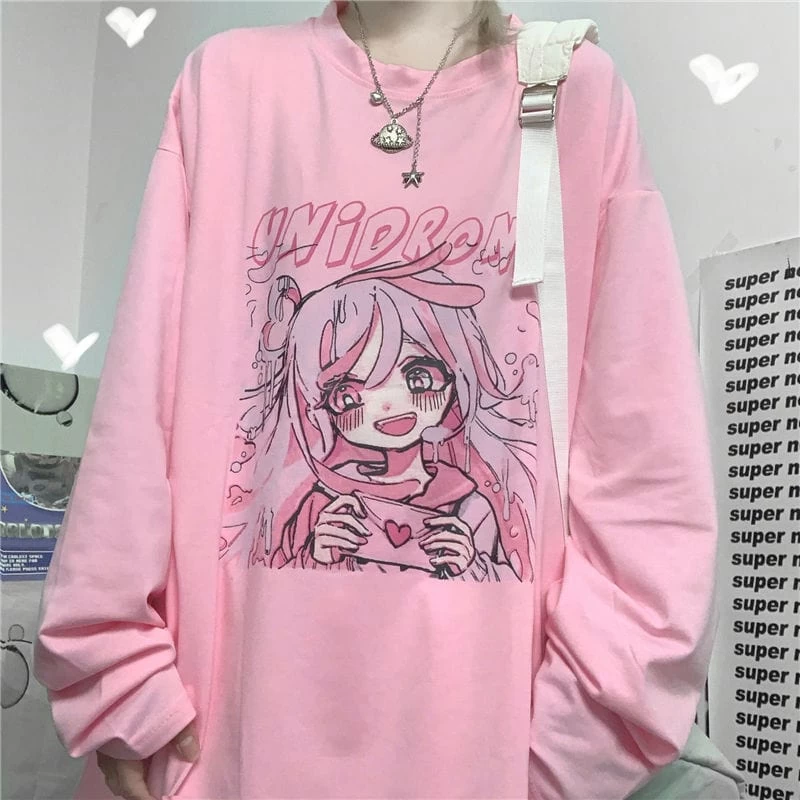 Kawaii Pink Anime Girl Tee 3 Kawaii Pink Anime Girl Tee
