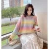 Rainbow Gradient Stripe Loose Sweater 2 Rainbow Gradient Stripe Loose Sweater -Kawaii Fashion Shop Rainbow Stripe Halloween Sweater Women Knitted Tops Winter 2020 Streetwear Fashion Long sleeve Pullover Female Pink