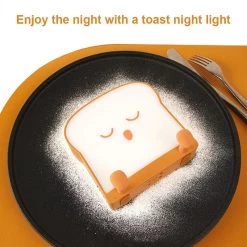 Sliced Bread Night Lights -Kawaii Fashion Shop Rechargeable Silicone Touch Lamp Dimmable Night Light Toast Bread Nightstand Table Lamp Ambient Bedroom Decoration for 1