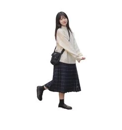 Retro Half Turtleneck White Sweater -Kawaii Fashion Shop Retro Half Turtleneck White Sweater 5