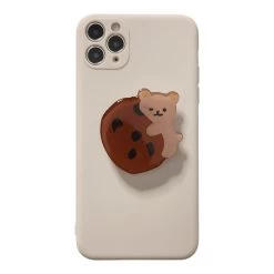 Kawaii Japanese Bear IPhone Case -Kawaii Fashion Shop Retro chocolate bear Bracket kawaii Japanese Phone Case For iPhone 13 12 11 Pro Max XR 5
