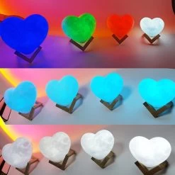 Glowing Heart Light -Kawaii Fashion Shop Romantic Love 3D Lamp Heart shaped LED Night Light Bedroom Decorative Nightlight Table Lamp Valentine Day 3