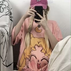 Kawaii Sailor Moon 90s T-Shirt -Kawaii Fashion Shop Sailor Moon Camisetas Verano Mujer T Shirt Harajuku Female Cartoon T shirt Fashion Tshirt Tee Shirt 2