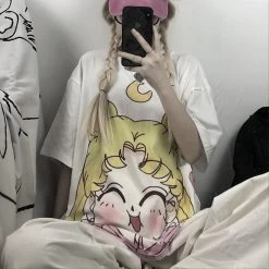 Kawaii Sailor Moon 90s T-Shirt -Kawaii Fashion Shop Sailor Moon Camisetas Verano Mujer T Shirt Harajuku Female Cartoon T shirt Fashion Tshirt Tee Shirt 5