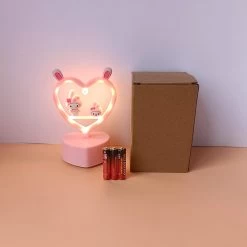 Kawaii Sanrio Night Lights -Kawaii Fashion Shop Sanrio DIY Creative Cartoon Cute Kawaii Kuromi Mymelody Cinnamorol Love Shaped Night Lamp Luminous Toy Bedside 4