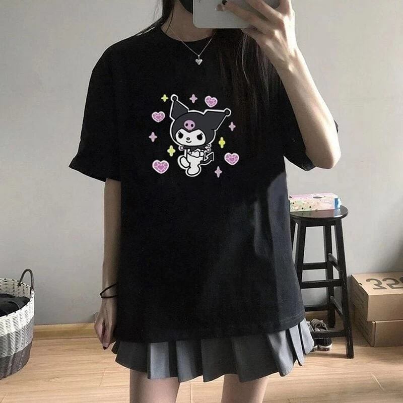 Kawaii Solid Color Kuromi T-Shirt 5 Kawaii Solid Color Kuromi T-Shirt - Image 3