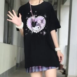 Kawaii Solid Color Kuromi T-Shirt 11 Kawaii Solid Color Kuromi T-Shirt -Kawaii Fashion Shop Sanrio Y2k Kawaii Kuromi T Shirt Japanese Style New Fashion Summer Top Short Sleeve Tshirt Women 3