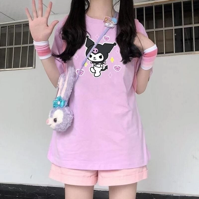 Kawaii Solid Color Kuromi T-Shirt 7 Kawaii Solid Color Kuromi T-Shirt - Image 5