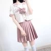 Japanese Pink Sailor Uniforms Pleated Skirt Sets -Kawaii Fashion Shop School Girl Cosplay JK Uniform Women Chorus Performance Pink Sets Short Sleeve Japanese Sailor Uniforms Pleated