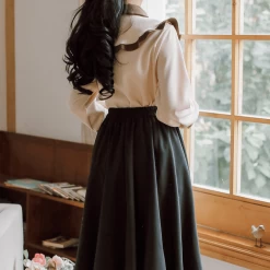 Vintage Shirt Long Skirt Two Piece Set 11 Vintage Shirt Long Skirt Two Piece Set -Kawaii Fashion Shop Sets Women Baggy Clothes Autumn Vintage Casual Two Pieces Outfits College Cute Patchwork Bow Fashion Students 2