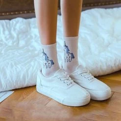 Kawaii Unicorn Socks 9 Kawaii Unicorn Socks -Kawaii Fashion Shop Sexy Fall Women Cotton Unicorn Socks Cartoon Animals Popular Funny Socks Printed cartoon unicorn pattern Art 2