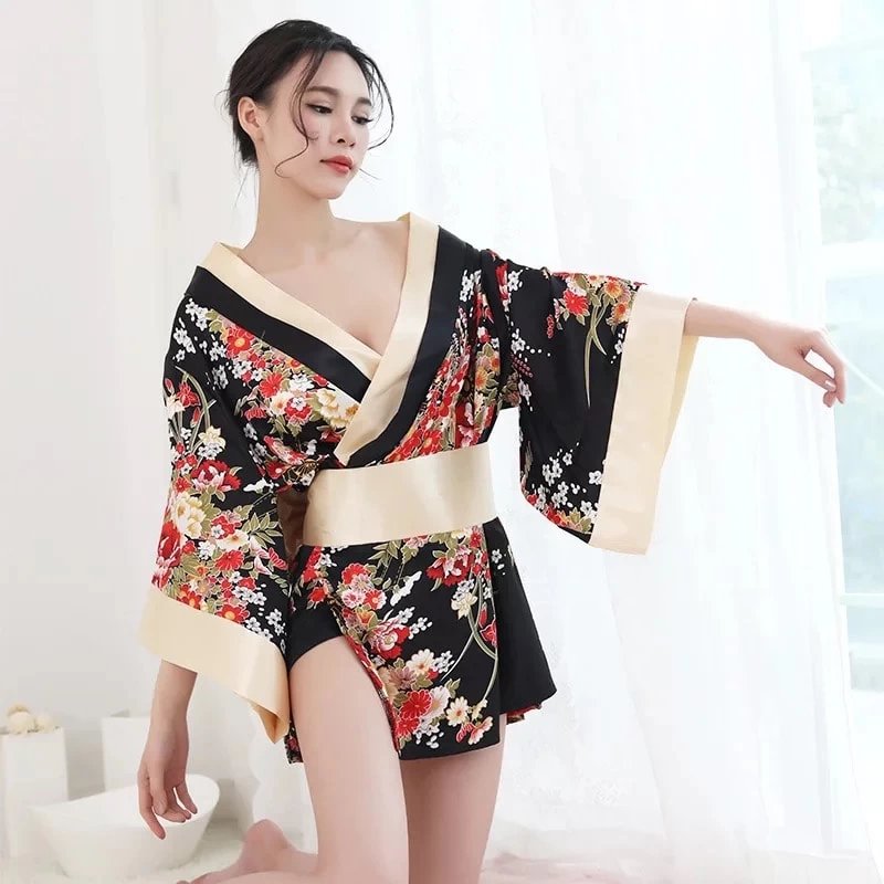 Red Floral Japanese Cute Female Kimono 6 Red Floral Japanese Cute Female Kimono - Image 4