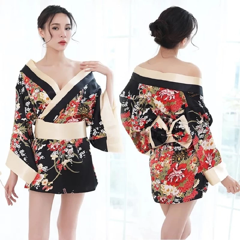Red Floral Japanese Cute Female Kimono 7 Red Floral Japanese Cute Female Kimono - Image 5