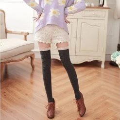 Cute Fashion High Stockings -Kawaii Fashion Shop Sexy Medias Lace Up Long Knee Socks Women Over Knee Thigh High Stockings Fashion Ladies Girls 3