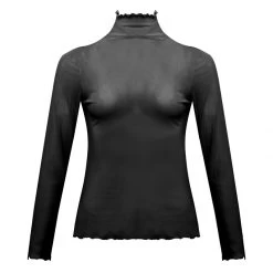 Transparent Turtleneck -Kawaii Fashion Shop Sexy Solid Color Fungus High Neck Lace See Through Women Tshirt Retro Temperament Mesh Women s 5