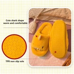 Kawaii Plush Shark Slippers -Kawaii Fashion Shop Shark Slippers Women Winter Cotton Slippers 2022 New Home Couples Fashion Shoes Warm Women Men Indoor 2