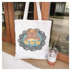 Kawaii Printed Canvas Shopping Bags -Kawaii Fashion Shop Shopping Bags Women Sweet Kawaii Printed Canvas Leisure Daily Shop High Quality Harajuku Korean Style All 3