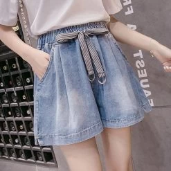Cute Ribbon Skater Denim Shorts