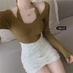 Korean High-waisted A-line Skirt -Kawaii Fashion Shop Skirts Female Harajuku Skirts Woman Fashion 2022 Summer Period Ladies Elastic Sexy Mini Skirts Womens Chic 1