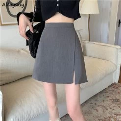Kawaii A-Line Skirt 13 Kawaii A-Line Skirt -Kawaii Fashion Shop Skirts Women Side slit Harajuku Elegant A line Casual Empire Street Style Office look Summer Chic 5