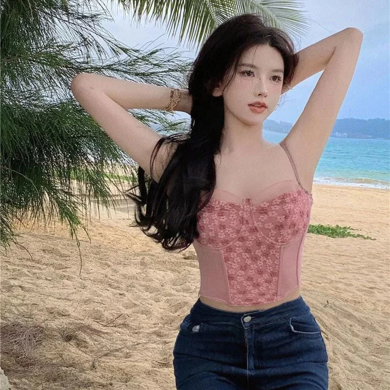 Kawaii Floral Panel Cropped Camisole Top 5 Kawaii Floral Panel Cropped Camisole Top - Image 3