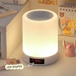 Bluetooth Speaker With Colorful Night Lamp -Kawaii Fashion Shop Smart Bluetooth Audio Light Creative LED Charging Alarm Clock Speaker Light Bedroom Bedside Table Decoration Music 2