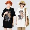 Soft Girl Style Black Loose Cartoon Bear T-shirt -Kawaii Fashion Shop Soft Girl Style Black Loose Cartoon Bear T Shirt 1